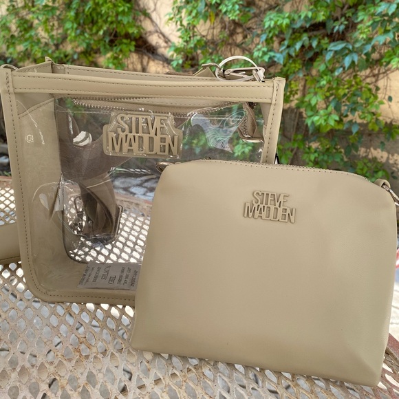 NWT STEVEN MADDEN CROSSBODY BAG COLOR BEIGE TRANSPARENT - Picture 5 of 8